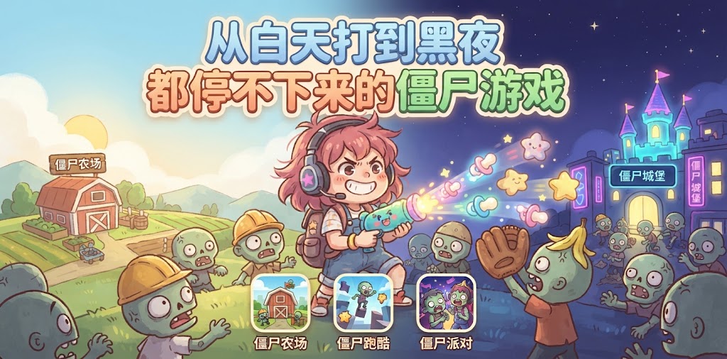 从白天打到黑夜都停不下来的僵尸游戏